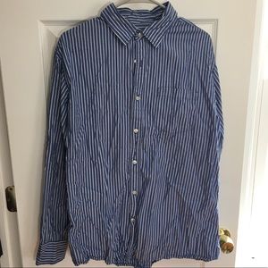 Blue and white stripe long sleeve button down